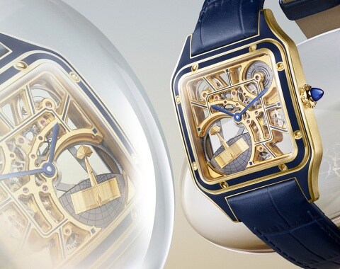 Cartier en or rose sale modèle santos dumont squelette