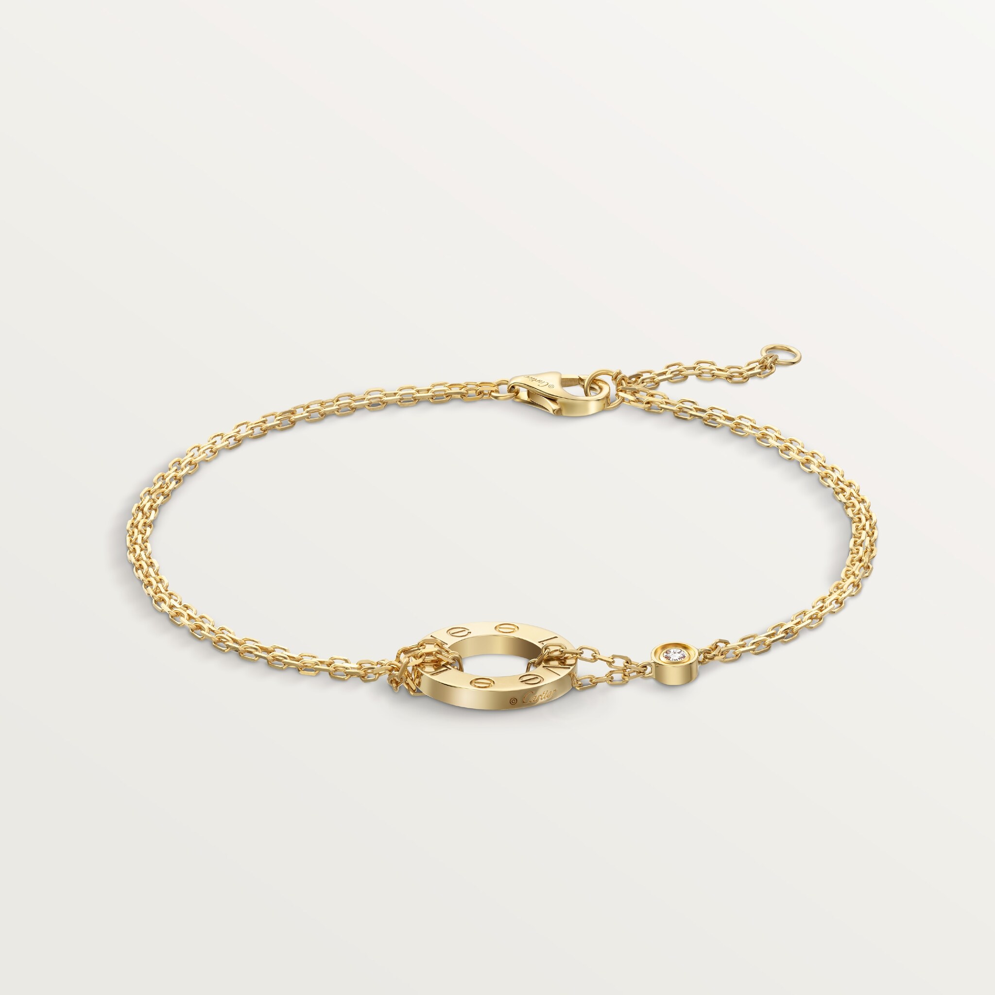 Love bracelet, on chain, 2 diamondsYellow gold, diamonds