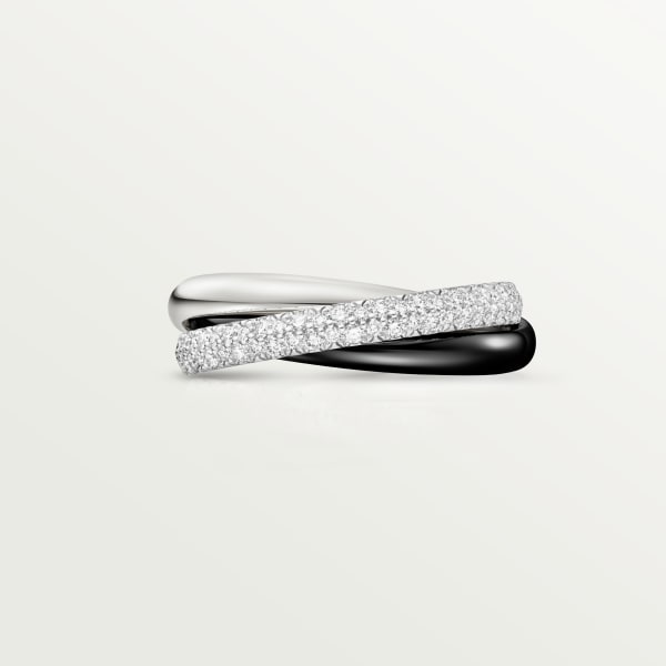 Trinity ring in ceramic, small model White gold, ceramic, diamonds