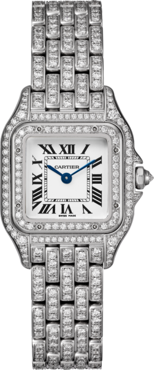 Panthère de Cartier watch Small model, quartz movement, white gold, diamonds