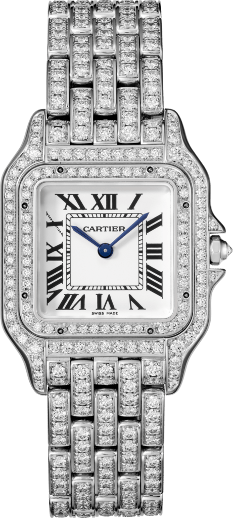 Panthère de Cartier watchMedium model, quartz movement, white gold, diamonds