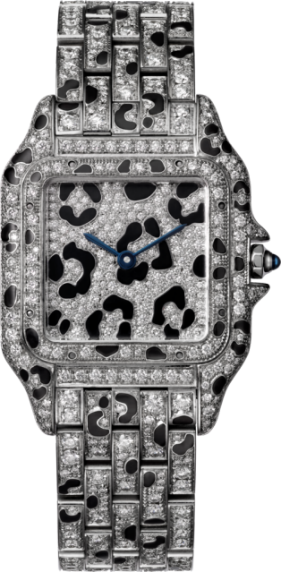 Panthère de Cartier watch Medium model, quartz movement, white gold, diamonds, enamel