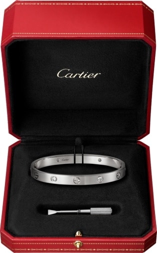 cartier love bracelet white gold 4 diamonds
