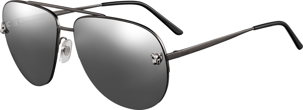 Panthère de Cartier sunglassesMetal, black PVD and ruthenium finish, silver-coloured grey mirror lenses