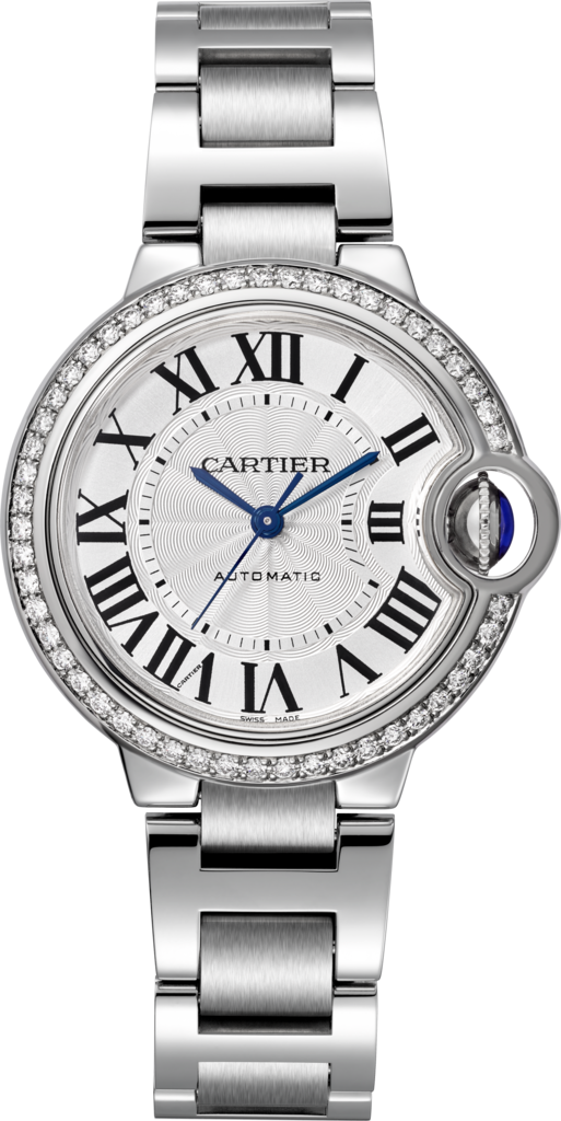Ballon Bleu de Cartier watch33 mm, mechanical movement with automatic winding, steel, diamonds