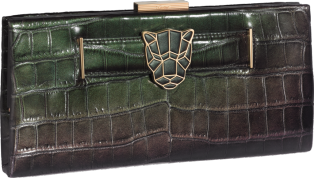 Panthère de Cartier clutch bag Iridescent green crocodile skin, golden finish