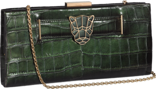 Panthère de Cartier clutch bag Iridescent green crocodile skin, golden finish