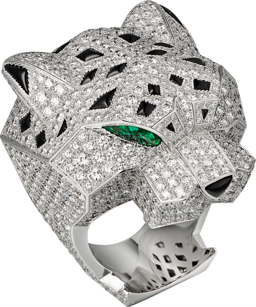 Panthère de Cartier ringWhite gold, emeralds, onyx, diamonds