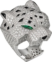 panthère de cartier ring white gold diamonds emeralds onyx