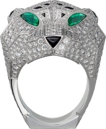 panthère de cartier ring white gold diamonds emeralds onyx