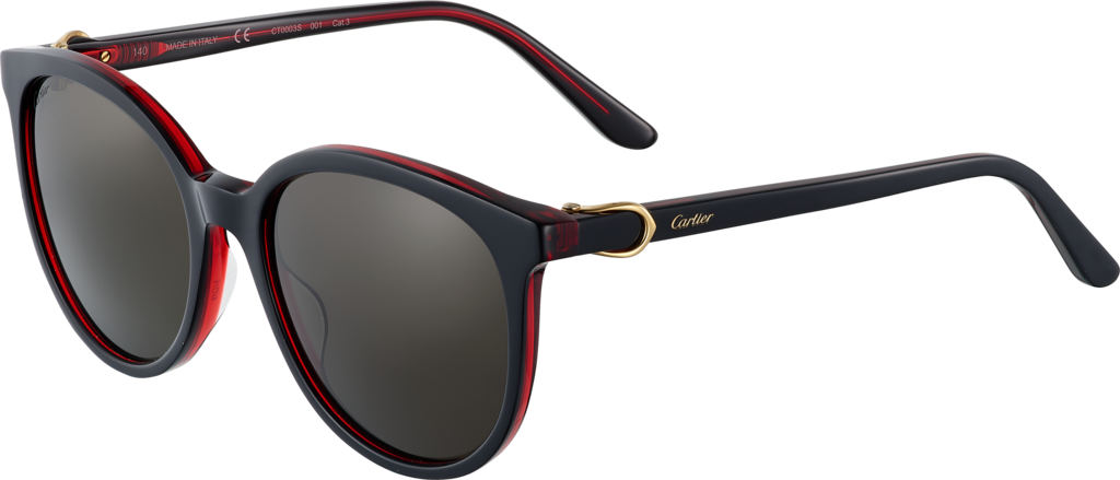 C Décor sunglassesBlack composite, red transparent effect, golden finish, grey lenses.