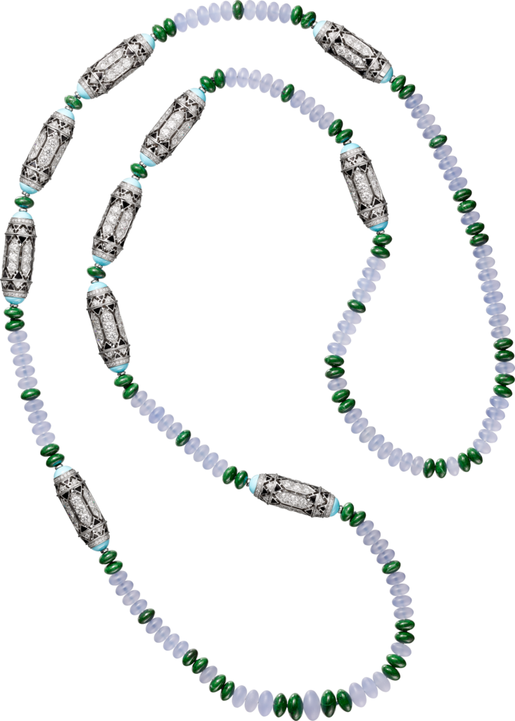 High Jewellery necklaceWhite gold, chalcedony, skarn, turquoise, black lacquer, diamonds