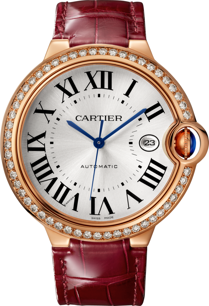Ballon Bleu de Cartier watch42mm, automatic movement, rose gold, diamonds, leather