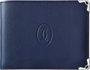 6-Credit Card Wallet, Must de Cartier Blue calfskin, stainless steel finish