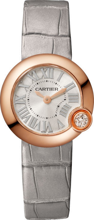 Ballon Blanc de Cartier watch 26mm, quartz movement, rose gold, diamond, leather