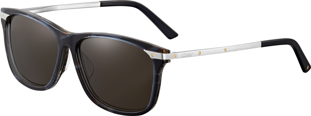 Santos de Cartier sunglassesCombined two-tone blue and horn-effect composite and platinum-finish metal, blue lenses