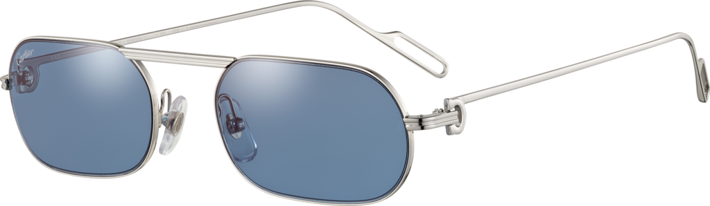 Première de Cartier sunglassesPlatinum-finish metal, blue lenses with slight golden flash