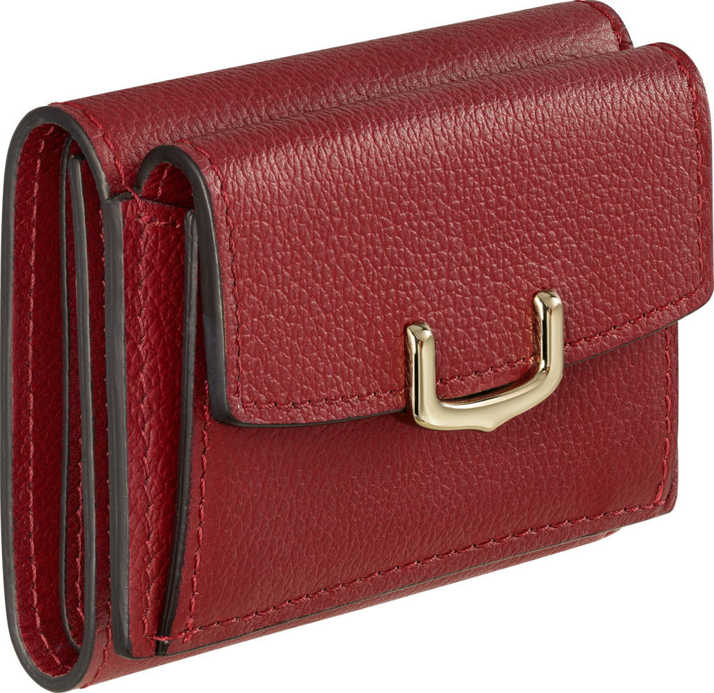 C de Cartier Small Leather Goods, walletRed spinel-coloured taurillon leather, golden finish