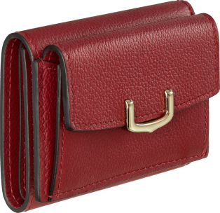 C de Cartier Small Leather Goods, wallet Red spinel-coloured taurillon leather, golden finish