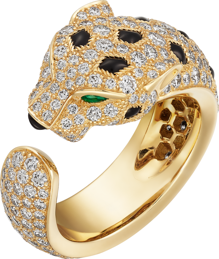 Panthère de Cartier ringYellow gold, emeralds, onyx, diamonds