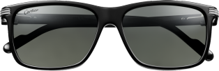 Première de Cartier sunglasses Black composite, smooth platinum-finish metal, grey polarised lenses