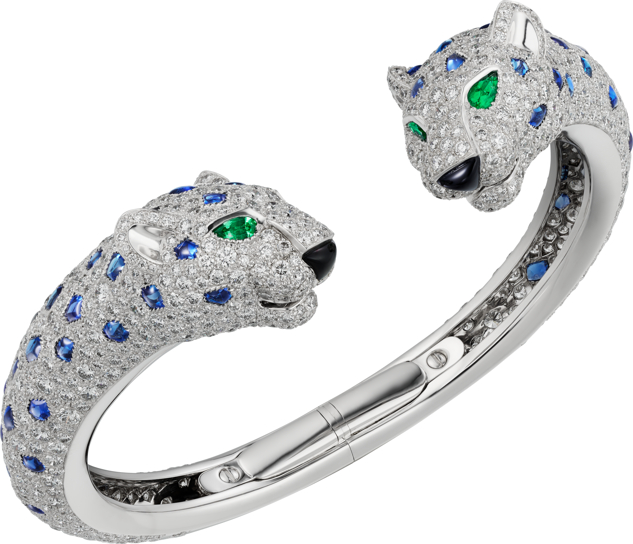 Panthère de Cartier braceletWhite gold, emerald, sapphire, onyx, diamonds