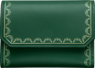 Wallet, Small, Guirlande de Cartier Green calfskin, golden finish