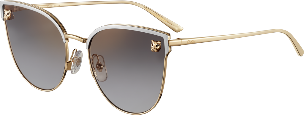 Panthère de Cartier sunglassesSmooth golden-finish and brushed platinum-finish metal, grey lenses with golden flash