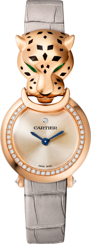 La Panthère de Cartier watchSmall model, quartz movement, rose gold, diamonds, leather