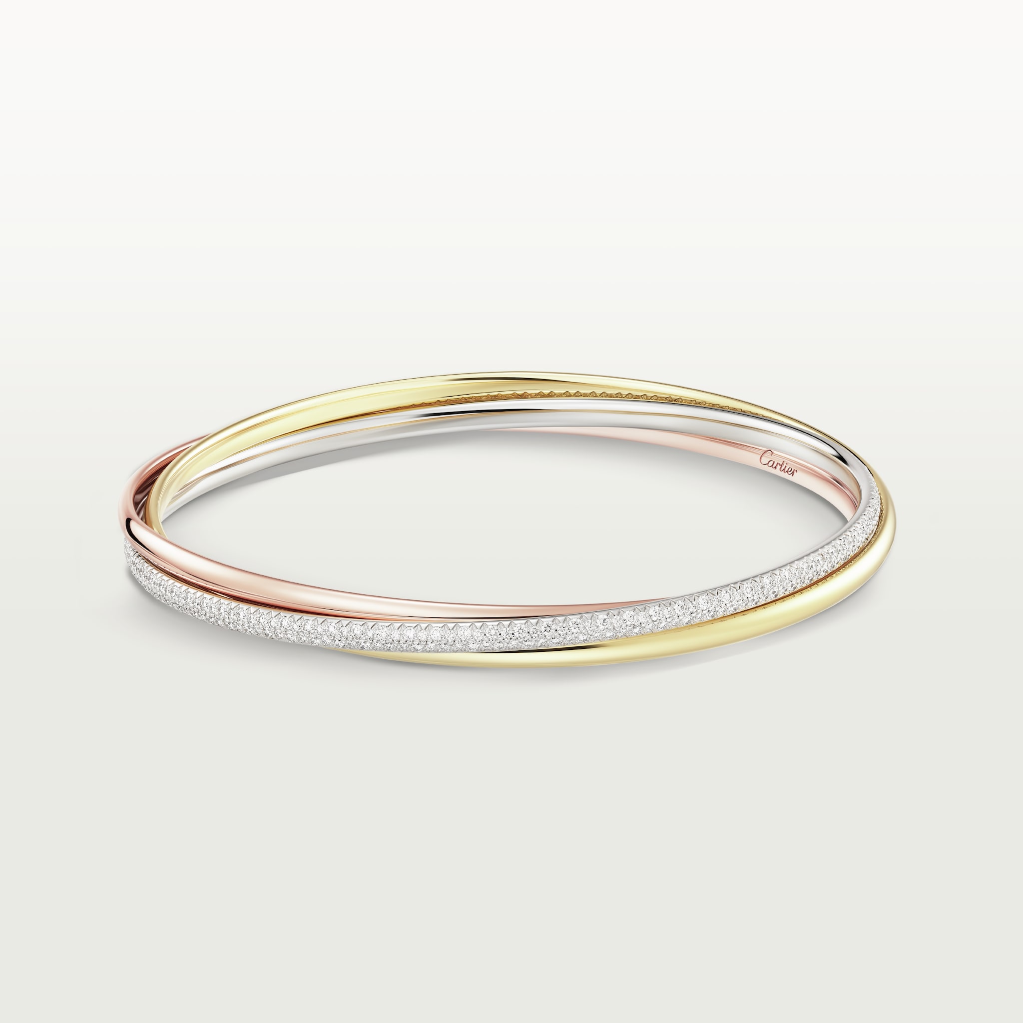 Trinity bracelet, small model, semi-pavedWhite gold, yellow gold, rose gold, diamonds