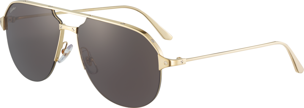 Santos de Cartier sunglassesSmooth and brushed golden-finish metal, grey lenses