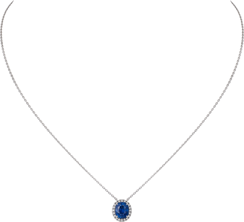 Cartier Destinée necklace with coloured stoneWhite gold, sapphire, diamonds.
