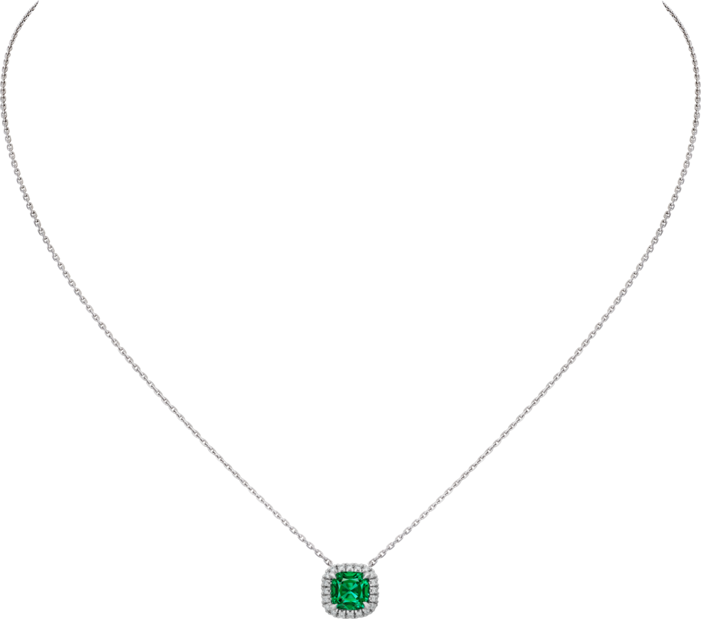 Cartier Destinée necklace with coloured stoneWhite gold, emerald, diamonds