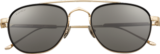 C de Cartier Sunglasses Black composite and smooth golden-finish titanium, grey lenses