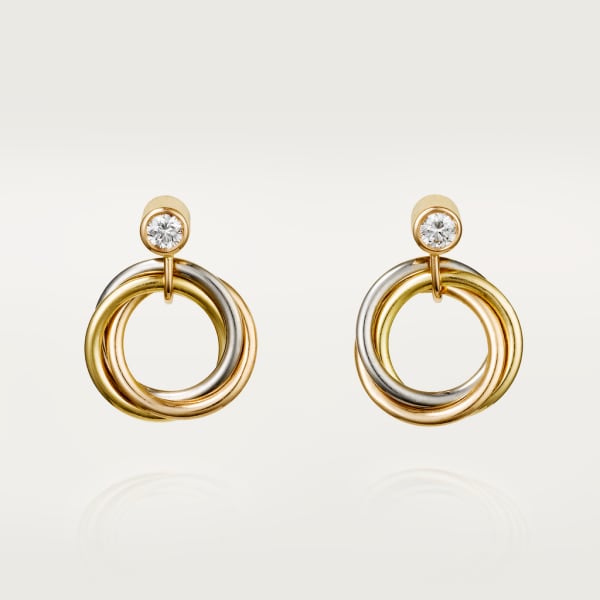 Trinity earrings White gold, yellow gold, rose gold, diamonds