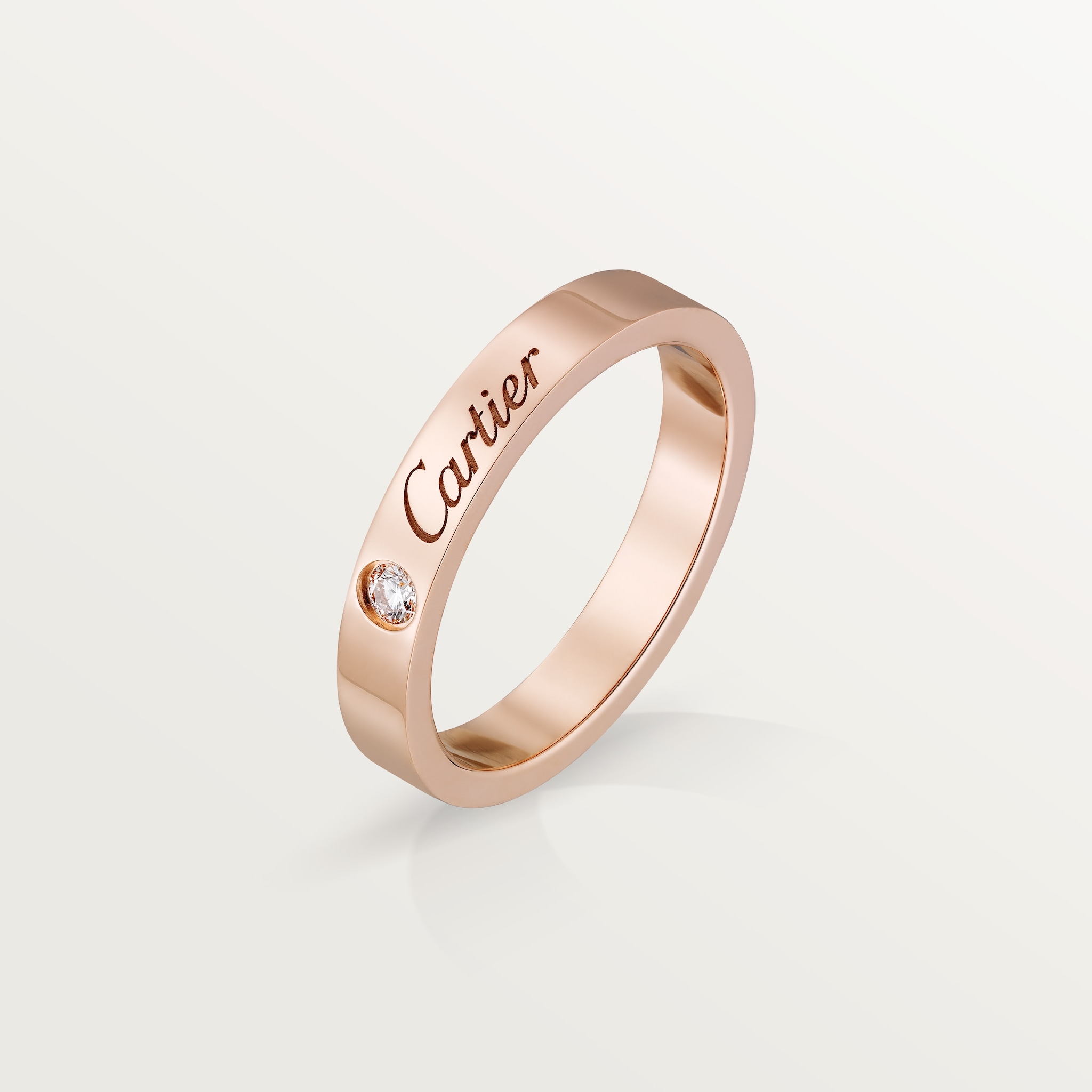 C de Cartier wedding ring, width 3 mm, 1 diamondRose gold, diamond