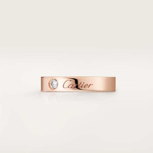 C de Cartier wedding ring, width 3 mm, 1 diamond Rose gold, diamond