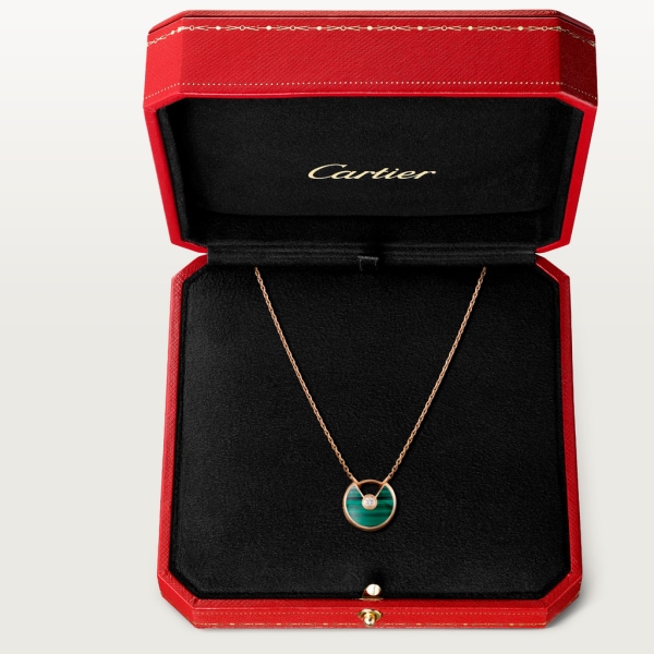 Amulette de Cartier necklace, XS model Rose gold, malachite, diamond