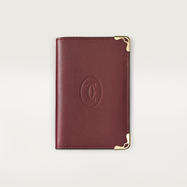 Card Holder, Must de Cartier Burgundy calfskin, golden finish