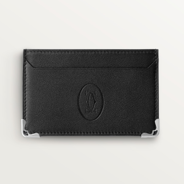 Simple Card Holder, Must de Cartier Black calfskin, stainless steel finish