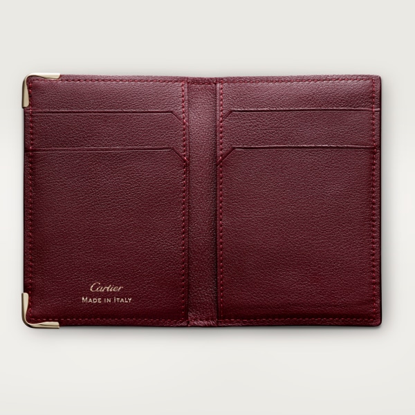 Card Holder, Must de Cartier Burgundy calfskin, golden finish