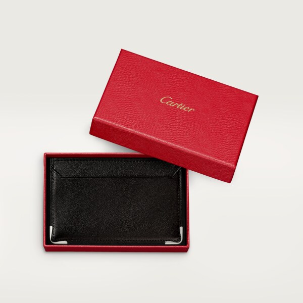 Simple Card Holder, Must de Cartier Black calfskin, stainless steel finish