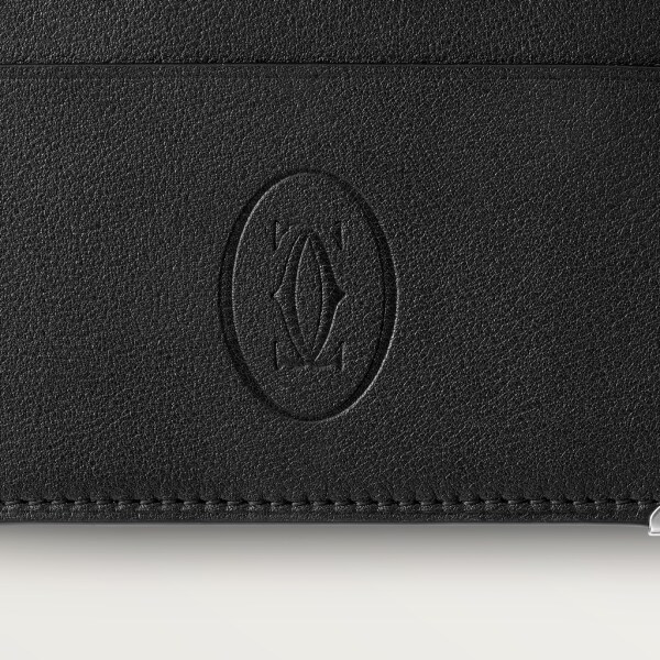 Simple Card Holder, Must de Cartier Black calfskin, stainless steel finish