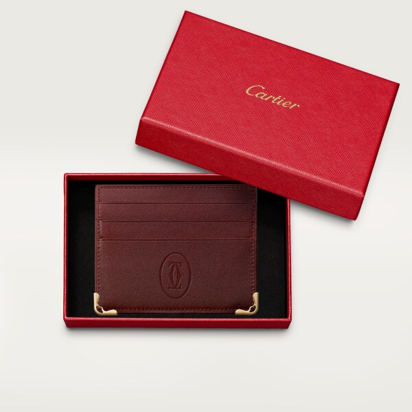 Simple 6-Credit Card Holder, Must de Cartier Burgundy calfskin, golden finish