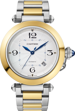 Pasha de Cartier watch 41 mm, automatic movement, 18K yellow gold and steel, interchangeable metal and leather straps