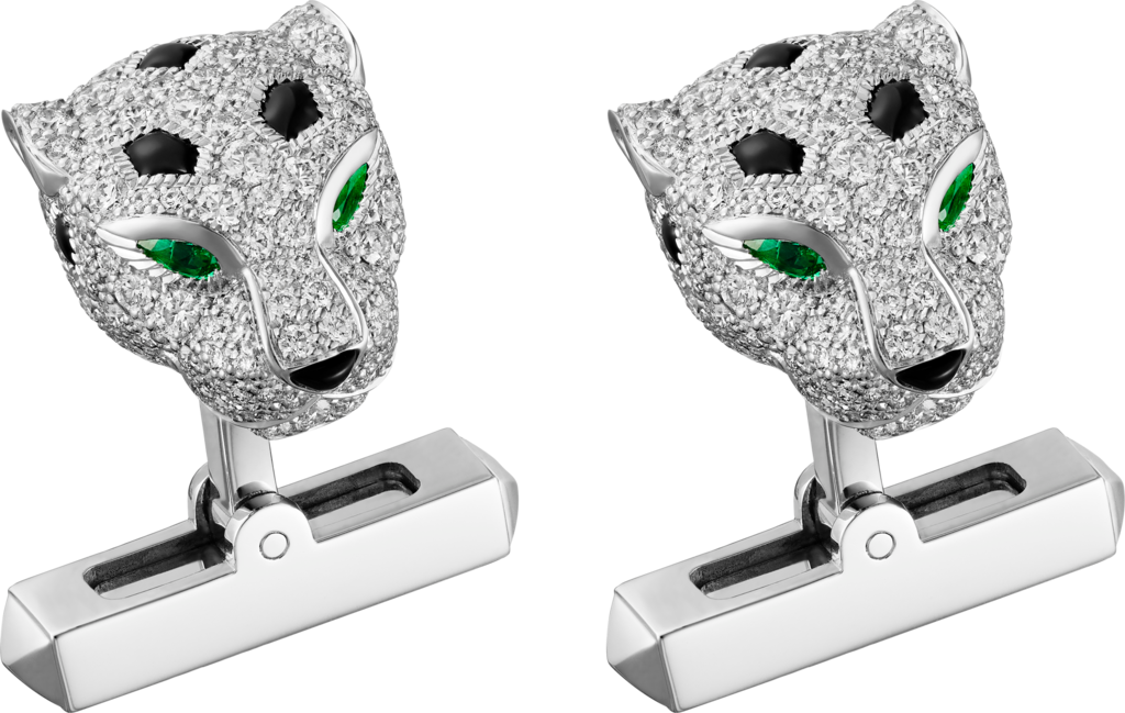 Panthère de Cartier cufflinksRhodium-finish white gold, diamonds, emeralds, onyx