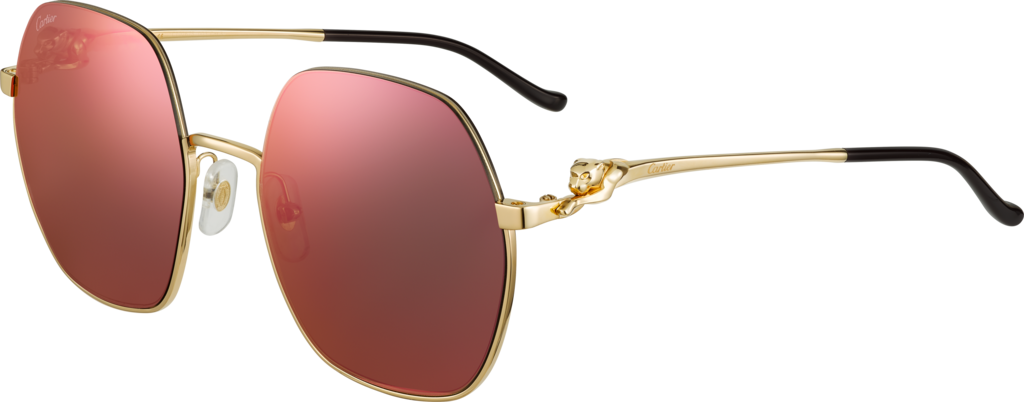 Panthère de Cartier sunglassesSmooth golden-finish metal, brown lenses with amaranthine flash