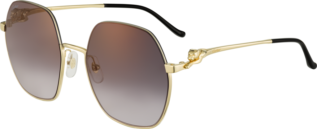 Panthère de Cartier sunglassesSmooth golden-finish metal, grey lenses with golden flash
