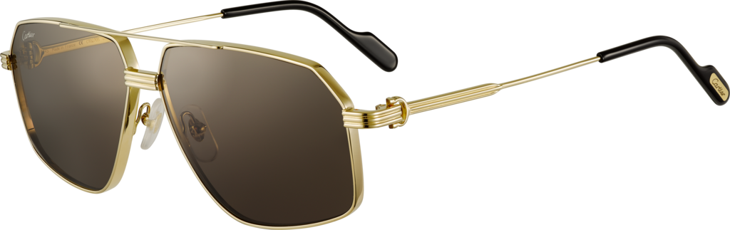 Première de Cartier sunglassesSmooth golden-finish metal, grey lenses