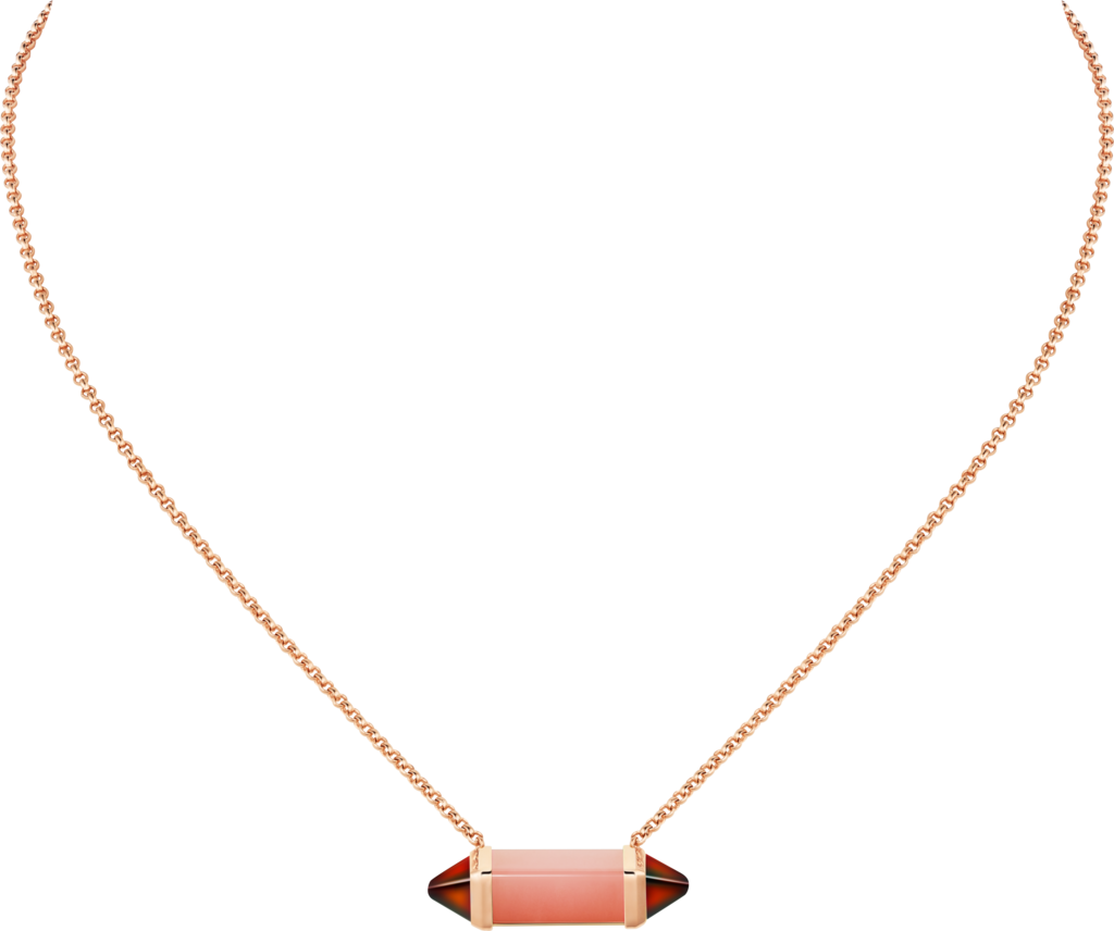 Les Berlingots de Cartier necklace medium modelRose gold, pink chalcedony, garnet
